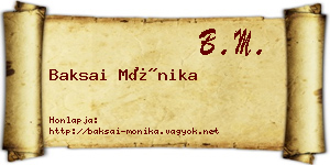 Baksai Mónika névjegykártya